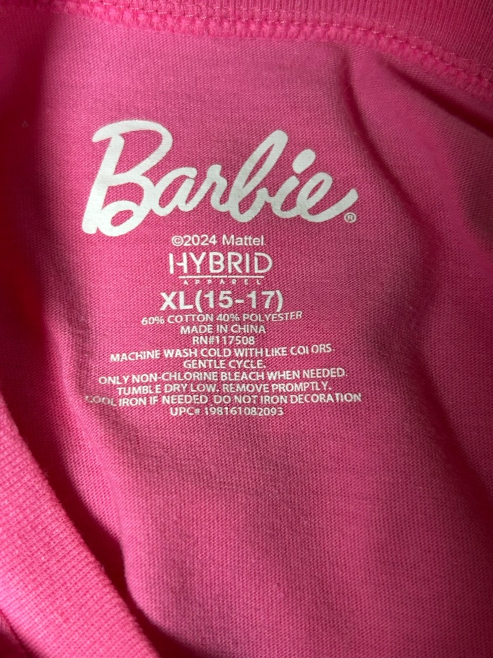 Barbie Mattel Women’s XL 15-17 Pink Graphic Tee Shirt Retro 1958 Doll Print Pink - Picture 4 of 4